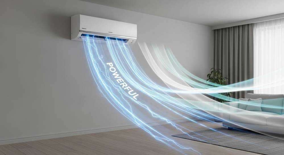 Chế độ làm lạnh nhanh Powerful và luồng gió dễ chịu