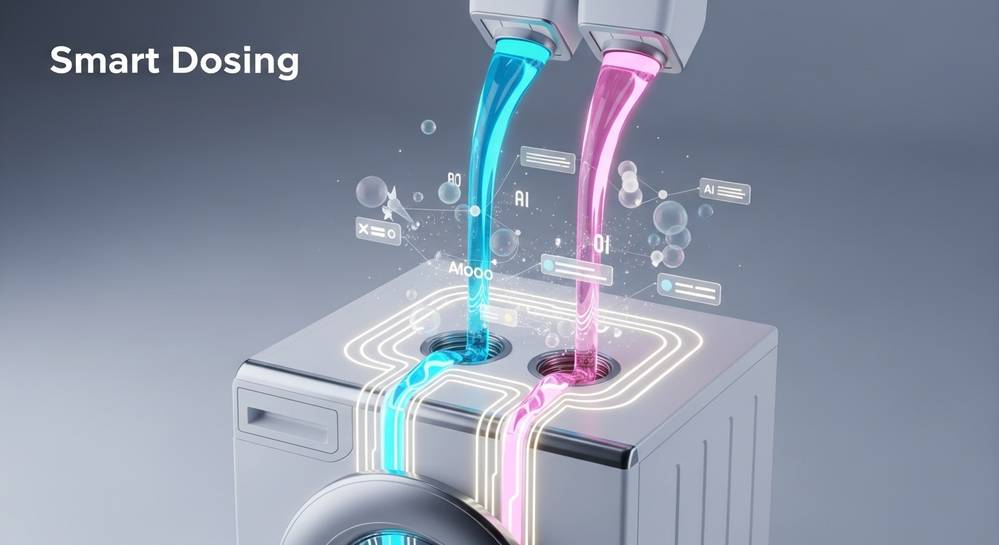 Khám phá các tiện ích nổi bật trên máy giặt Haier hiện nay 1 Công nghệ Smart Dosing tự động phân bổ nước giặt xả thông minh